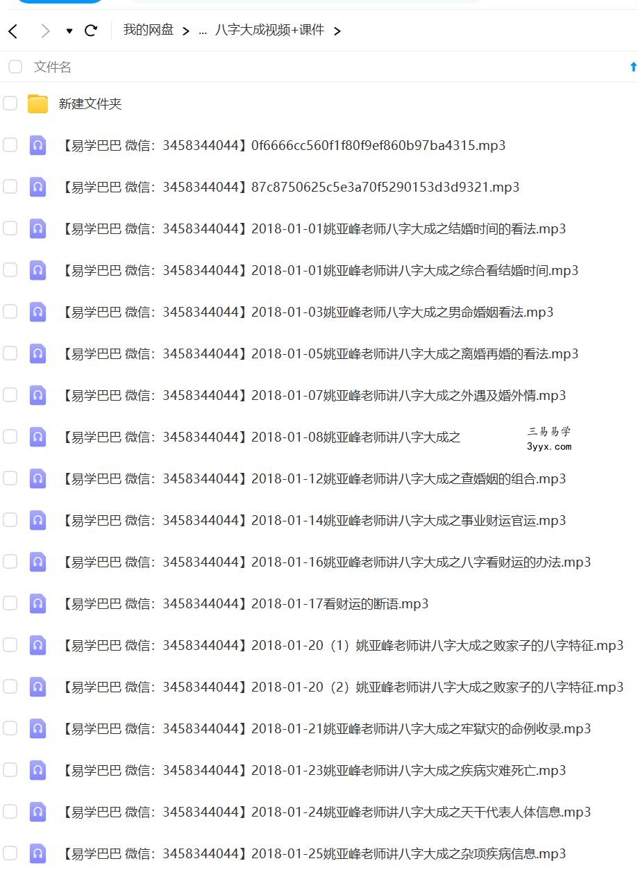 姚亚峰20182019八字大成培训课程录音 移动网盘下载 资料图片