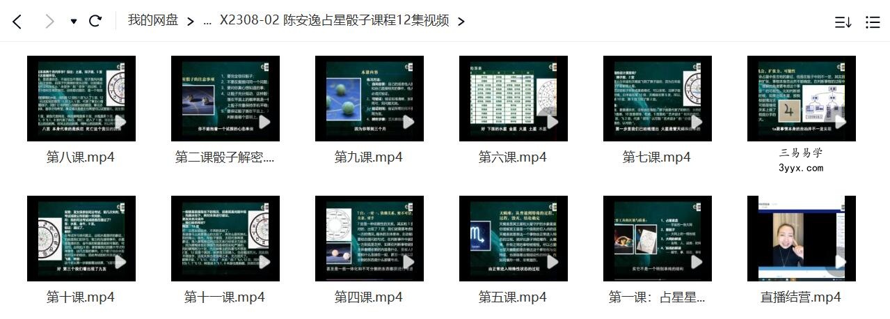 陈安逸占星骰子课程12集视频 资料图片