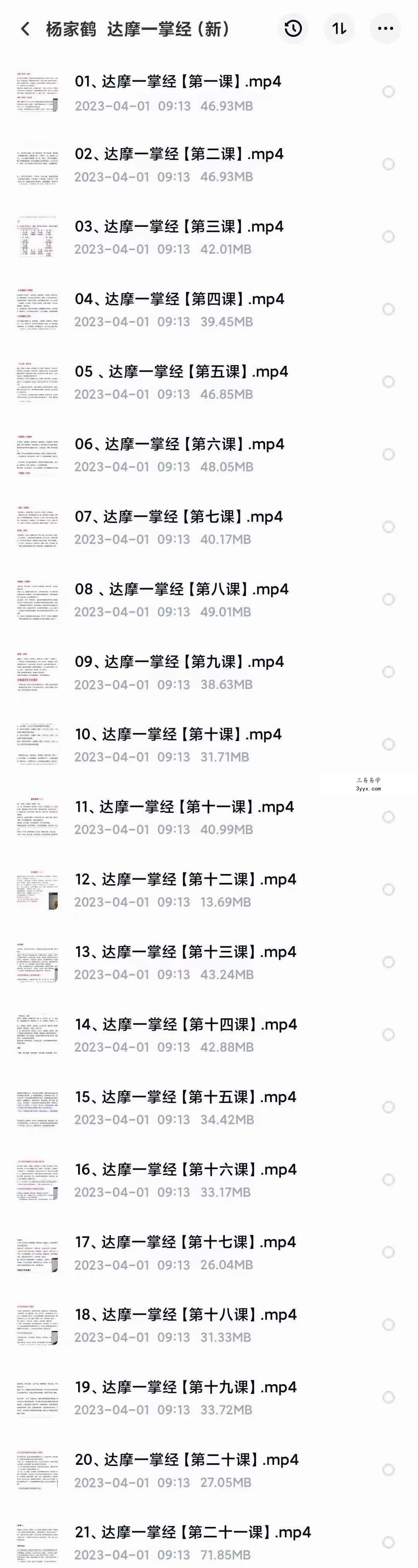 杨家鹤《达摩一掌经》视频课程21集 资料图片