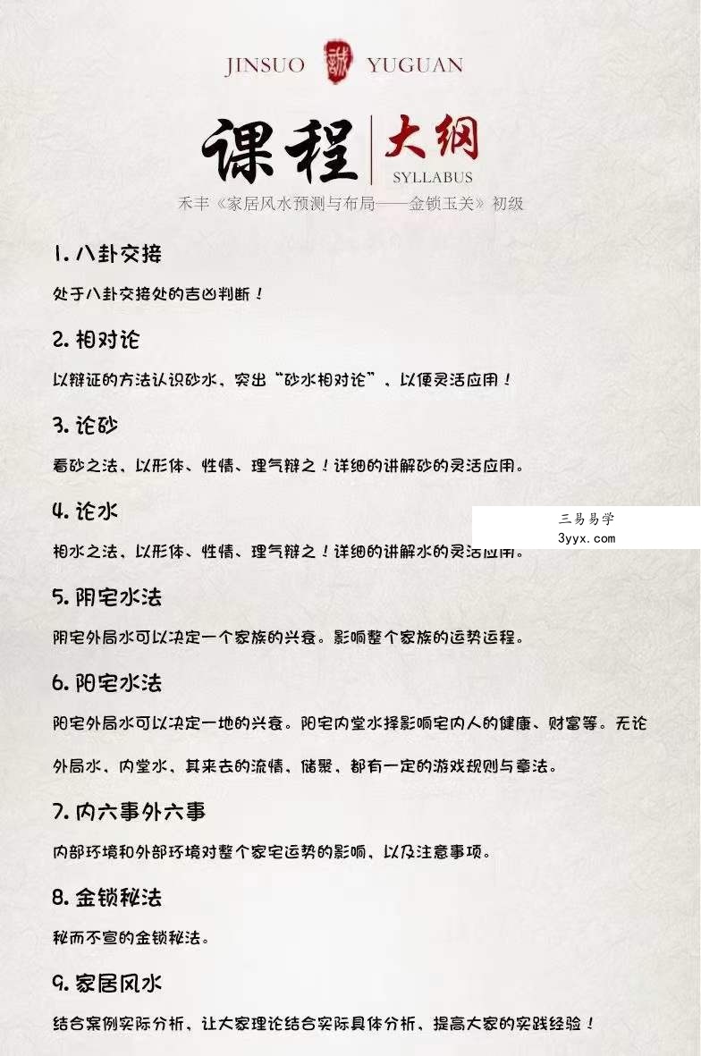 禾丰老师金锁玉关风水线上视频课程 88集 夸克网盘下载 资料图片