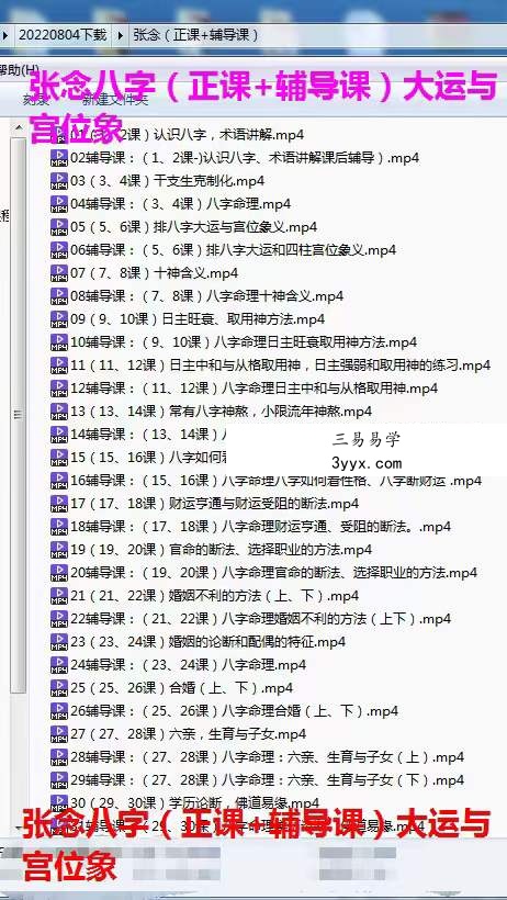 张念八字系统课（正课+辅导课）58集 资料图片
