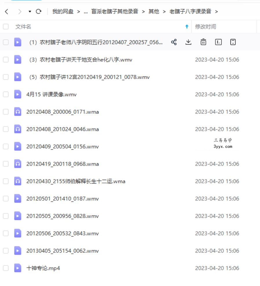 盲派农村老瞎子八字讲座视频19集15个多小时 夸克网盘下载 资料图片