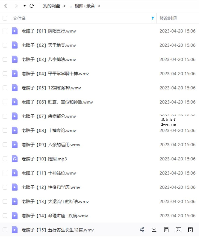 盲派农村老瞎子八字讲座视频19集15个多小时 夸克网盘下载 资料图片