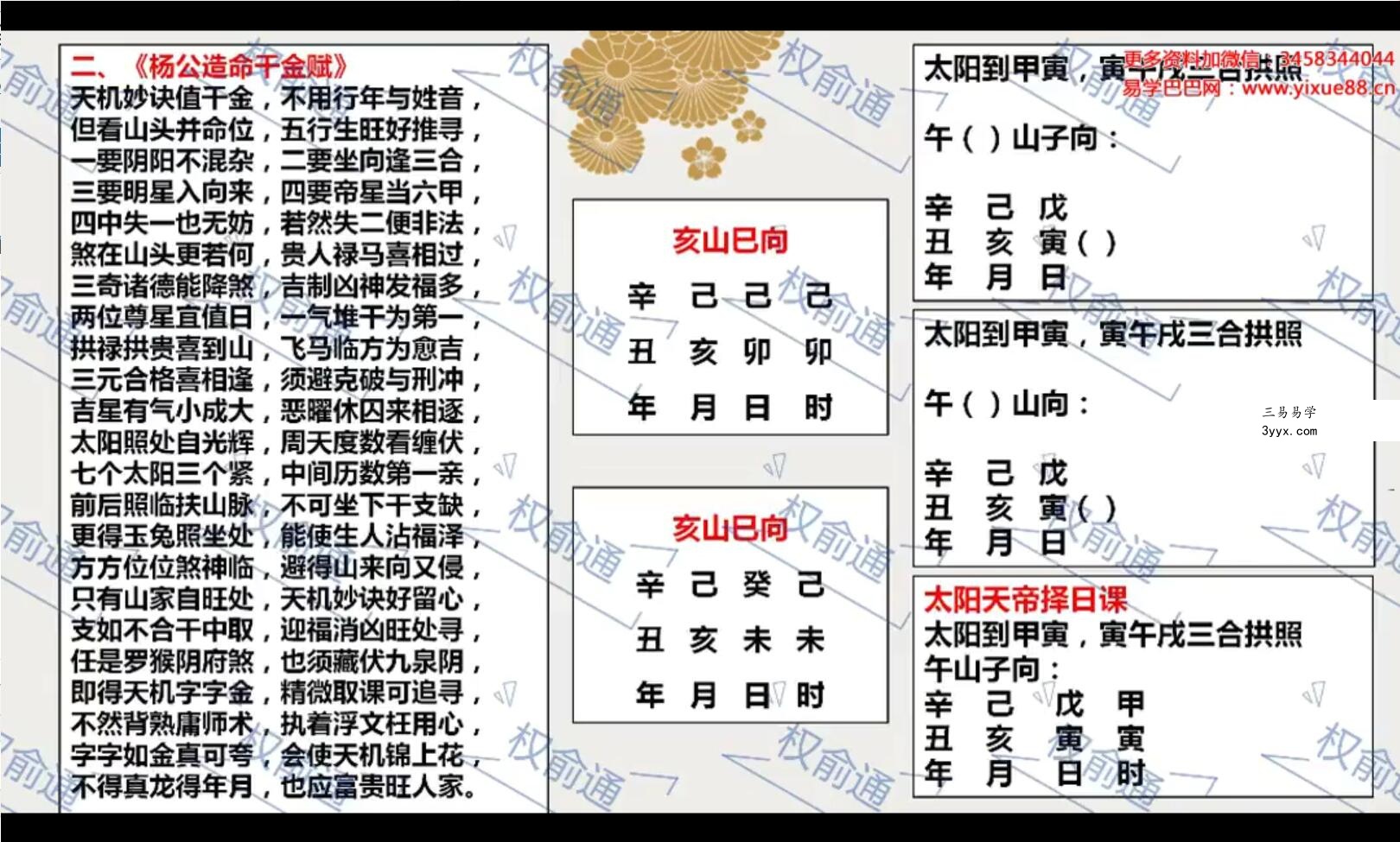 权俞通杨公择日高级课 8集 资料图片