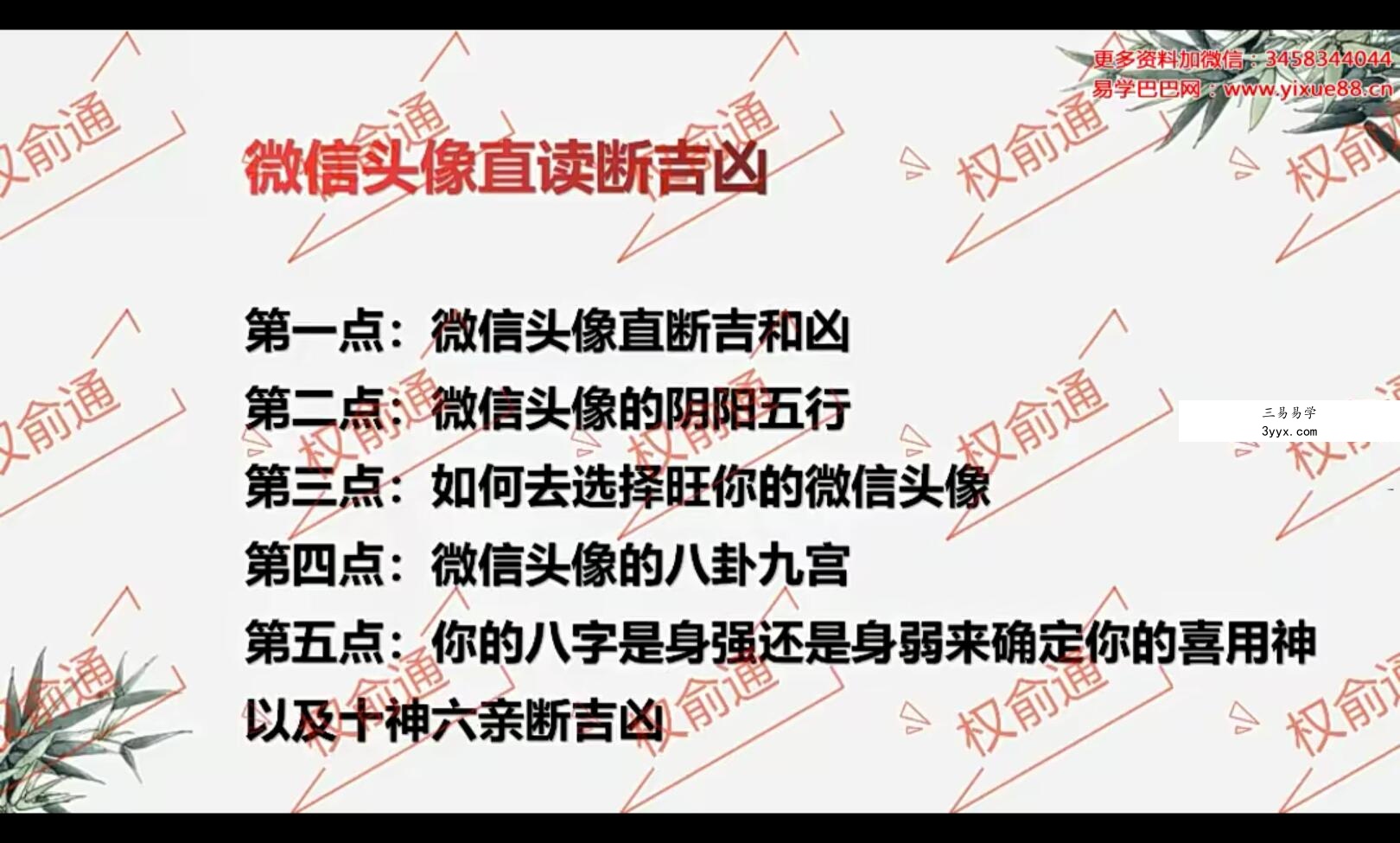 权俞通微信头像断吉凶初级班 4集 资料图片