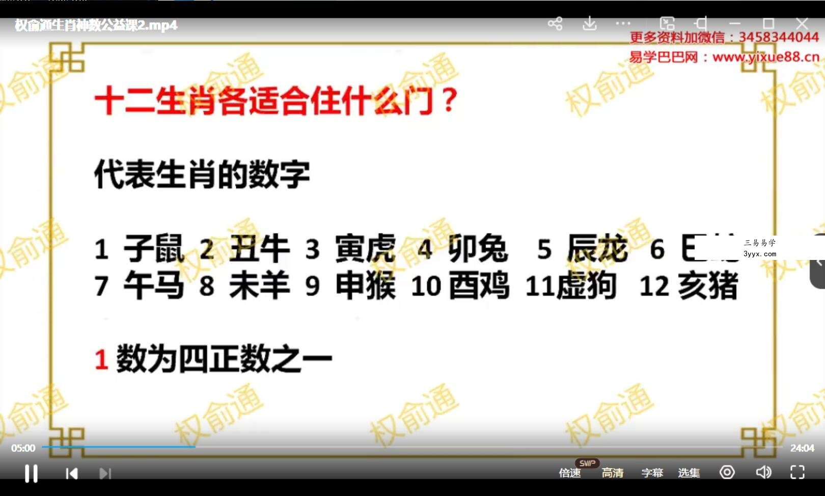 权俞通生肖神数公益课 2集 免费结缘 资料图片