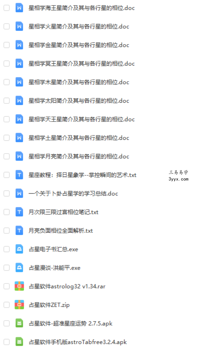200本占星学习教程 占星入门课程爱情合盘星座案例预测教程 移动网盘下载 资料图片