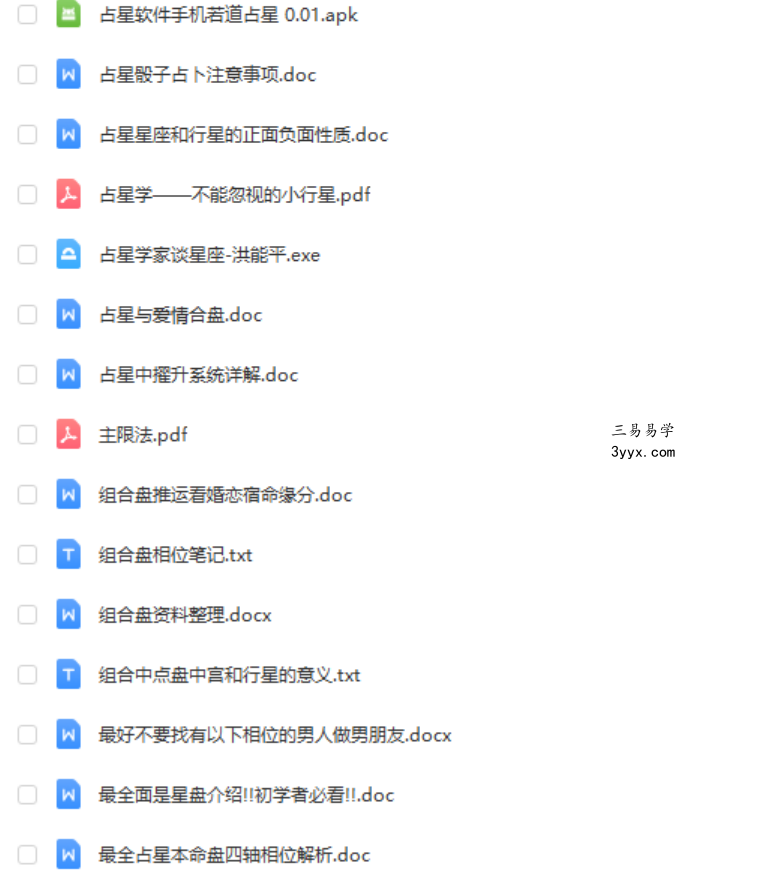 200本占星学习教程 占星入门课程爱情合盘星座案例预测教程 移动网盘下载 资料图片