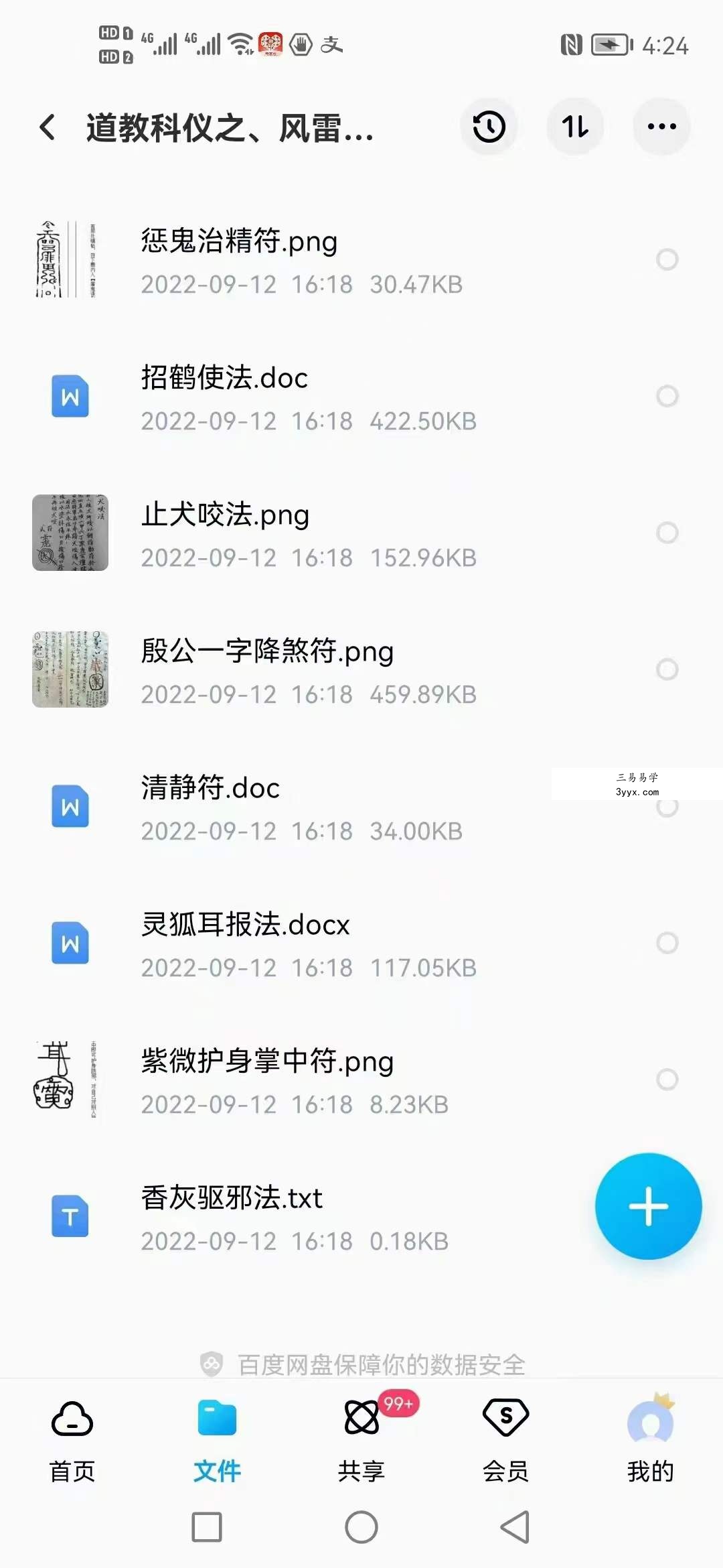 道教科仪之、风雷策、救病真符、洒净一宗、八大神咒秘传 移动云盘下载 资料图片