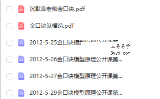 沉默言金口诀 金口诀纵横论 金口诀模型原理课程资料 百度网盘下载 资料图片