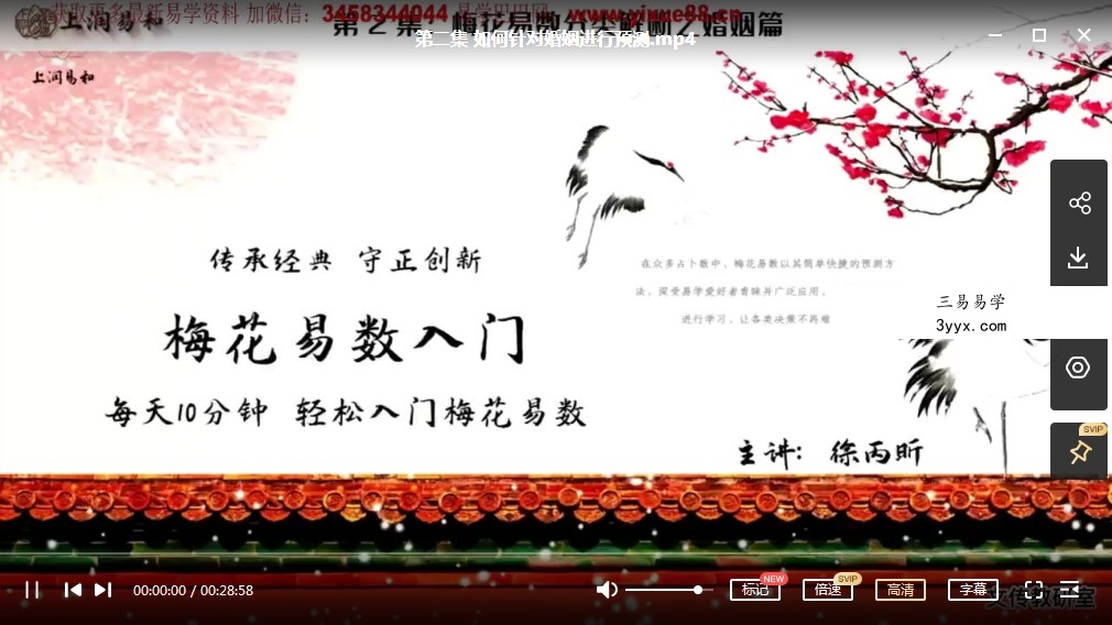 徐炳昕梅花易数中级班12集 资料图片